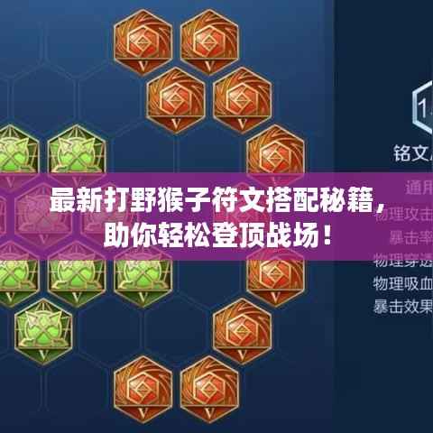 最新打野猴子符文搭配秘籍,助你轻松登顶战场!