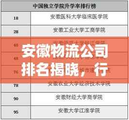 安徽物流公司排名揭晓,行业影响力大揭秘